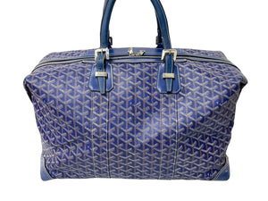 GOYARD ゴヤール ボウリング45バッグ ボストンバッグ BOWLIN045TY12CL12P ネイビー PVC レザー シルバー金具 良品 中古 4c069781
