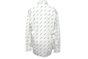 新品未使用 BALMAIN バルマン 長袖シャツ 95-104 BA 9912-I01 総柄ロゴ プリント サイズS ホワイト コットン 中古 4c069792