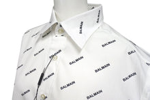 Load image into Gallery viewer, 新品未使用 BALMAIN バルマン 長袖シャツ 95-104 BA 9912-I01 総柄ロゴ プリント サイズS ホワイト コットン 中古 4c069792