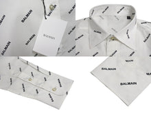 Load image into Gallery viewer, 新品未使用 BALMAIN バルマン 長袖シャツ 95-104 BA 9912-I01 総柄ロゴ プリント サイズS ホワイト コットン 中古 4c069792