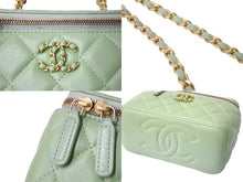 Load image into Gallery viewer, 新品同様 CHANEL シャネル チェーンショルダーバッグ 2WAYバニティバッグ ココマーク ランダム番台 グリーン系 ラムスキン 中古 4c069796