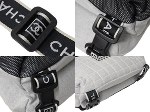極美品 CHANEL シャネル スポーツライン メッセンジャーバッグ 10番台 グレー ショルダー ココマーク コットン シルバー金具 中古 4c069797