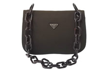 画像をギャラリービューアに読み込む, PRADA プラダ プラチェーン ワンショルダーバッグ B6379 ダークブラウン トライアングルロゴ ナイロン プラスチック 美品 中古 4c069807 
