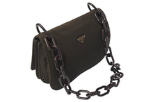 画像をギャラリービューアに読み込む, PRADA プラダ プラチェーン ワンショルダーバッグ B6379 ダークブラウン トライアングルロゴ ナイロン プラスチック 美品 中古 4c069807 