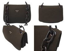 画像をギャラリービューアに読み込む, PRADA プラダ プラチェーン ワンショルダーバッグ B6379 ダークブラウン トライアングルロゴ ナイロン プラスチック 美品 中古 4c069807 