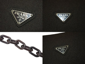 PRADA プラダ プラチェーン ワンショルダーバッグ B6379 ダークブラウン トライアングルロゴ ナイロン プラスチック 美品 中古 4c069807 