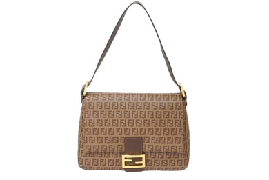 FENDI フェンディ ズッキーノ マンマバケット ハンドバッグ ワンショルダー ブラウンベージュ 8BR001-FB5 ロゴ 美品 中古 4c069815 