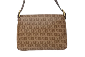FENDI フェンディ ズッキーノ マンマバケット ハンドバッグ ワンショルダー ブラウンベージュ 8BR001-FB5 ロゴ 美品 中古 4c069815 