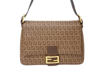 画像をギャラリービューアに読み込む, FENDI フェンディ ズッキーノ マンマバケット ハンドバッグ ワンショルダー ブラウンベージュ 8BR001-FB5 ロゴ 美品 中古 4c069815 