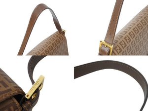 FENDI フェンディ ズッキーノ マンマバケット ハンドバッグ ワンショルダー ブラウンベージュ 8BR001-FB5 ロゴ 美品 中古 4c069815 