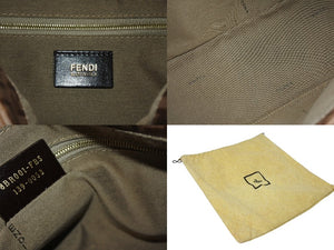 FENDI フェンディ ズッキーノ マンマバケット ハンドバッグ ワンショルダー ブラウンベージュ 8BR001-FB5 ロゴ 美品 中古 4c069815 