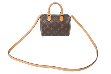 LOUIS VUITTON ルイヴィトン ナノスピーディ ハンドバッグ 2WAY M61252 モノグラムキャンバス ヌメ革 美品 中古 4c069833