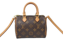 Load image into Gallery viewer, LOUIS VUITTON ルイヴィトン ナノスピーディ ハンドバッグ 2WAY M61252 モノグラムキャンバス ヌメ革 美品 中古 4c069833