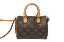 Load image into Gallery viewer, LOUIS VUITTON ルイヴィトン ナノスピーディ ハンドバッグ 2WAY M61252 モノグラムキャンバス ヌメ革 美品 中古 4c069833