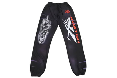 極美品 HELLSTAR ヘルスター スウェットパンツ コットン ネイビー エアブラシ 裏起毛 エアブラシ調 中古 4c069846