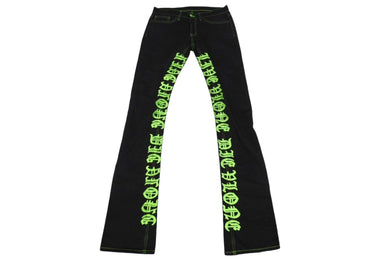 Endless Denim エンドレスデニム デニムパンツ 刺繍 ブラック グリーン コットン サイズS 美品 中古 4c069853