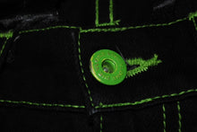 Load image into Gallery viewer, Endless Denim エンドレスデニム デニムパンツ 刺繍 ブラック グリーン コットン サイズS 美品 中古 4c069853