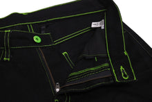 Load image into Gallery viewer, Endless Denim エンドレスデニム デニムパンツ 刺繍 ブラック グリーン コットン サイズS 美品 中古 4c069853