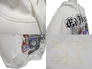 ED HARDY エドハーディ プルオーバー パーカー ロゴ ドラゴンプリント Y2K サイズM ホワイト 美品 中古 4c069861