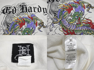 ED HARDY エドハーディ プルオーバー パーカー ロゴ ドラゴンプリント Y2K サイズM ホワイト 美品 中古 4c069861