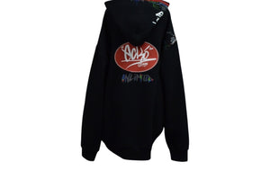新品未使用 ECKO エコー Dear1993.art "STILL LOUD" OG Logo Mended Hoodie パーカー ブラック マルチカラー刺繍 サイズXL 中古 4c069866