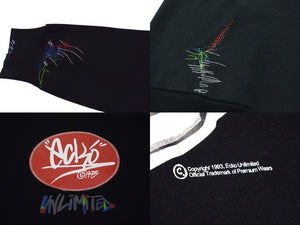 新品未使用 ECKO エコー Dear1993.art "STILL LOUD" OG Logo Mended Hoodie パーカー ブラック マルチカラー刺繍 サイズXL 中古 4c069866