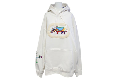 新品未使用 ECKO Dear1993.art Do The Knowledge Rhino Hoodie ホワイト コットン 刺繍 サイズL 中古 4c069867
