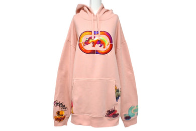 極美品 ECKO Dear1993.art PRAYER WARRIOR Rhino Hoodie ピンク コットン マルチカラー刺繍 サイズXL 中古 4c069868
