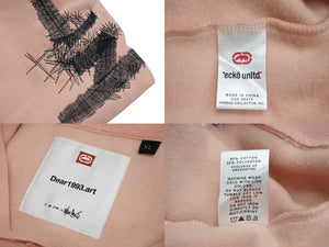 極美品 ECKO Dear1993.art PRAYER WARRIOR Rhino Hoodie ピンク コットン マルチカラー刺繍 サイズXL 中古 4c069868