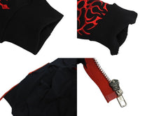 Load image into Gallery viewer, ノーブランド ジップパーカー スウェット リメイク 袖刺繍 ブラック レッド サイズM 美品 中古 4c069878