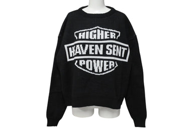 新品未使用 MADMADWORLD マッドマッドワールド HIGHER HEAVEN SENT POWER ニット コットン ポリエステル ブラック サイズL 中古 4c069879