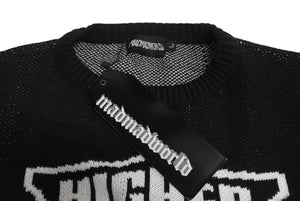 新品未使用 MADMADWORLD マッドマッドワールド HIGHER HEAVEN SENT POWER ニット コットン ポリエステル ブラック サイズL 中古 4c069879