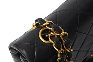 CHANEL シャネル チェーンショルダーバッグ Wフラップ マトラッセ23 ラムスキン 3番台 ブラック ゴールド 美品 中古 4c069887