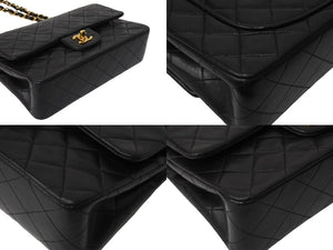 CHANEL シャネル チェーンショルダーバッグ Wフラップ マトラッセ23 ラムスキン 3番台 ブラック ゴールド 美品 中古 4c069887