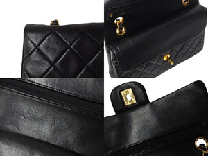 CHANEL シャネル チェーンショルダーバッグ Wフラップ マトラッセ23 ラムスキン 3番台 ブラック ゴールド 美品 中古 4c069887