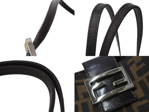 FENDI フェンディ ズッカ トートバッグ ショルダーバッグ キャンバス レザー ブラウン ブラック イエロー 美品 中古 4c069900 