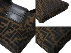 FENDI フェンディ ズッカ トートバッグ ショルダーバッグ キャンバス レザー ブラウン ブラック イエロー 美品 中古 4c069900 