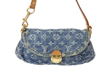 Load image into Gallery viewer, LOUIS VUITTON ルイヴィトン ミニプリーティ ハンドバッグ M95050 モノグラムデニム レザー ブルー 美品 中古 4c069903