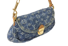 Load image into Gallery viewer, LOUIS VUITTON ルイヴィトン ミニプリーティ ハンドバッグ M95050 モノグラムデニム レザー ブルー 美品 中古 4c069903