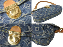Load image into Gallery viewer, LOUIS VUITTON ルイヴィトン ミニプリーティ ハンドバッグ M95050 モノグラムデニム レザー ブルー 美品 中古 4c069903