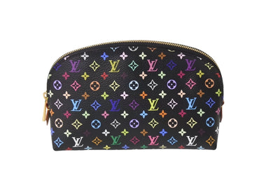 極美品 LOUIS VUITTON ルイヴィトン ポシェットコスメティック ポーチ M47355 PVC ブラック マルチカラー 中古 4c069906