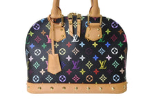 Load image into Gallery viewer, 極美品 LOUIS VUITTON ルイヴィトン アルマPM ハンドバッグ モノグラム M40444 PVC ヌメ革 ブラック マルチカラー ゴールド 中古 4c069910