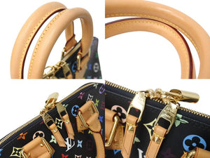 極美品 LOUIS VUITTON ルイヴィトン アルマPM ハンドバッグ モノグラム M40444 PVC ヌメ革 ブラック マルチカラー ゴールド 中古 4c069910