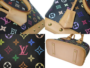 極美品 LOUIS VUITTON ルイヴィトン アルマPM ハンドバッグ モノグラム M40444 PVC ヌメ革 ブラック マルチカラー ゴールド 中古 4c069910