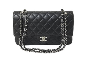 CHANEL シャネル マトラッセ25 Wチェーンショルダーバッグ Wフラップ ココマーク 8番台 ラムスキン ブラック シルバー金具 美品 中古 4c069915