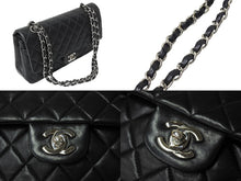 Load image into Gallery viewer, CHANEL シャネル マトラッセ25 Wチェーンショルダーバッグ Wフラップ ココマーク 8番台 ラムスキン ブラック シルバー金具 美品 中古 4c069915