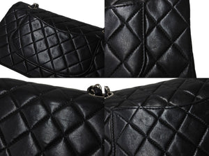 CHANEL シャネル マトラッセ25 Wチェーンショルダーバッグ Wフラップ ココマーク 8番台 ラムスキン ブラック シルバー金具 美品 中古 4c069915