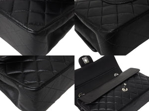 CHANEL シャネル マトラッセ25 Wチェーンショルダーバッグ Wフラップ ココマーク 8番台 ラムスキン ブラック シルバー金具 美品 中古 4c069915
