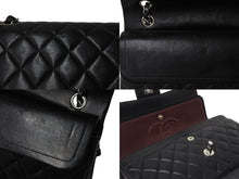 Load image into Gallery viewer, CHANEL シャネル マトラッセ25 Wチェーンショルダーバッグ Wフラップ ココマーク 8番台 ラムスキン ブラック シルバー金具 美品 中古 4c069915