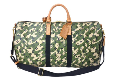新品同様 LOUIS VUITTON ルイヴィトン ×村上隆 キーポルバンドリエール55 モノグラムモフラージュ M95774 ゴールド金具 中古4c069918